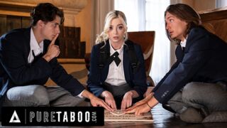 Tinédzser Világos Szőke Kettő Behatolással és Beleélvezéssel a Pure Taboo Legvadabb Családi Videójában